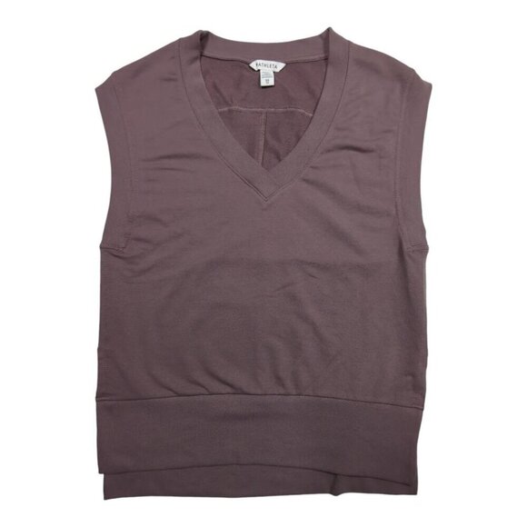 Athleta Retroterry V-Neck Sweatshirt Tee Mauve Sleeveless Womens XS - Picture 1 of 11